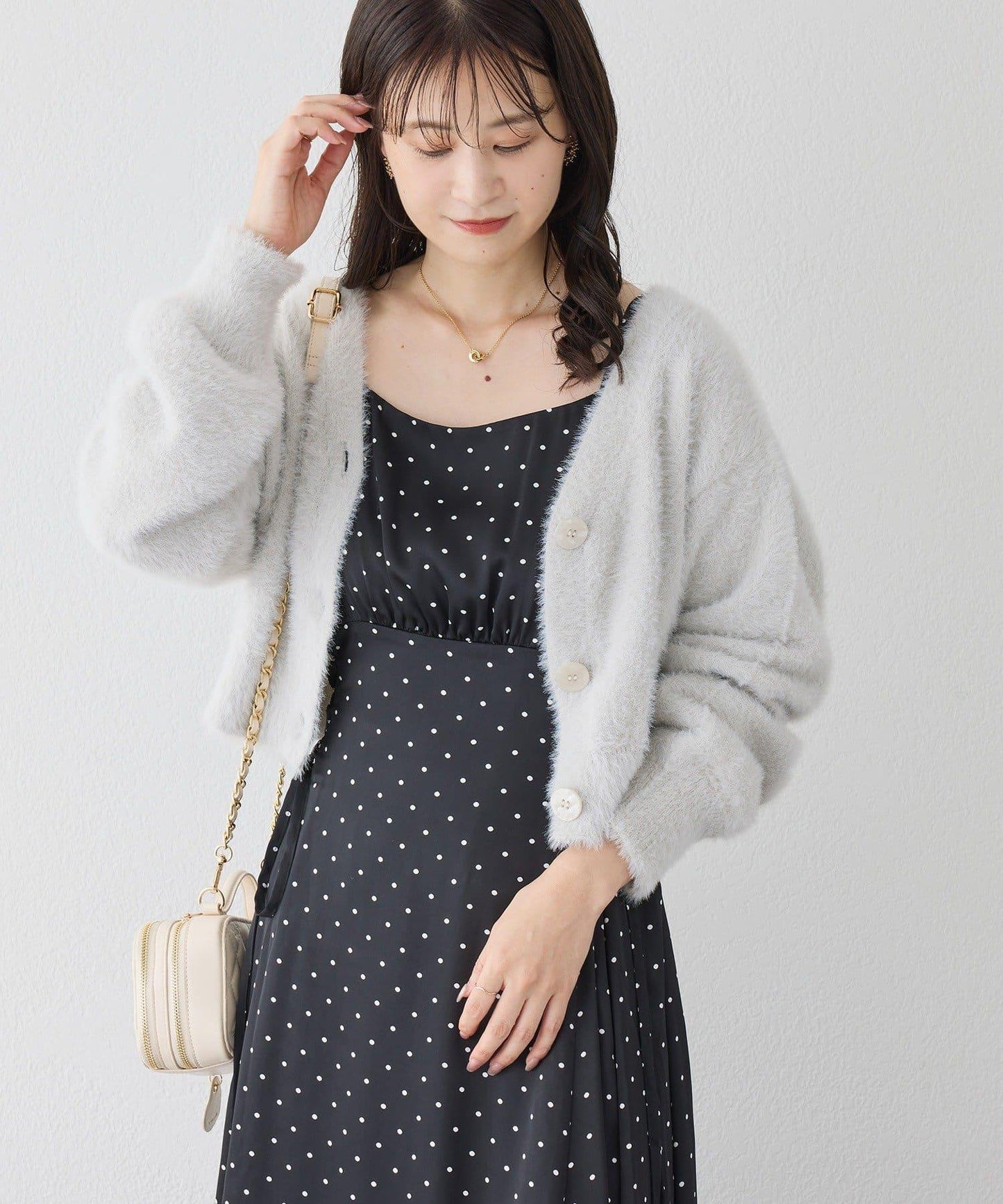 【套裝促銷商品】交叉針織&側邊繫帶吊帶連衣裙套裝