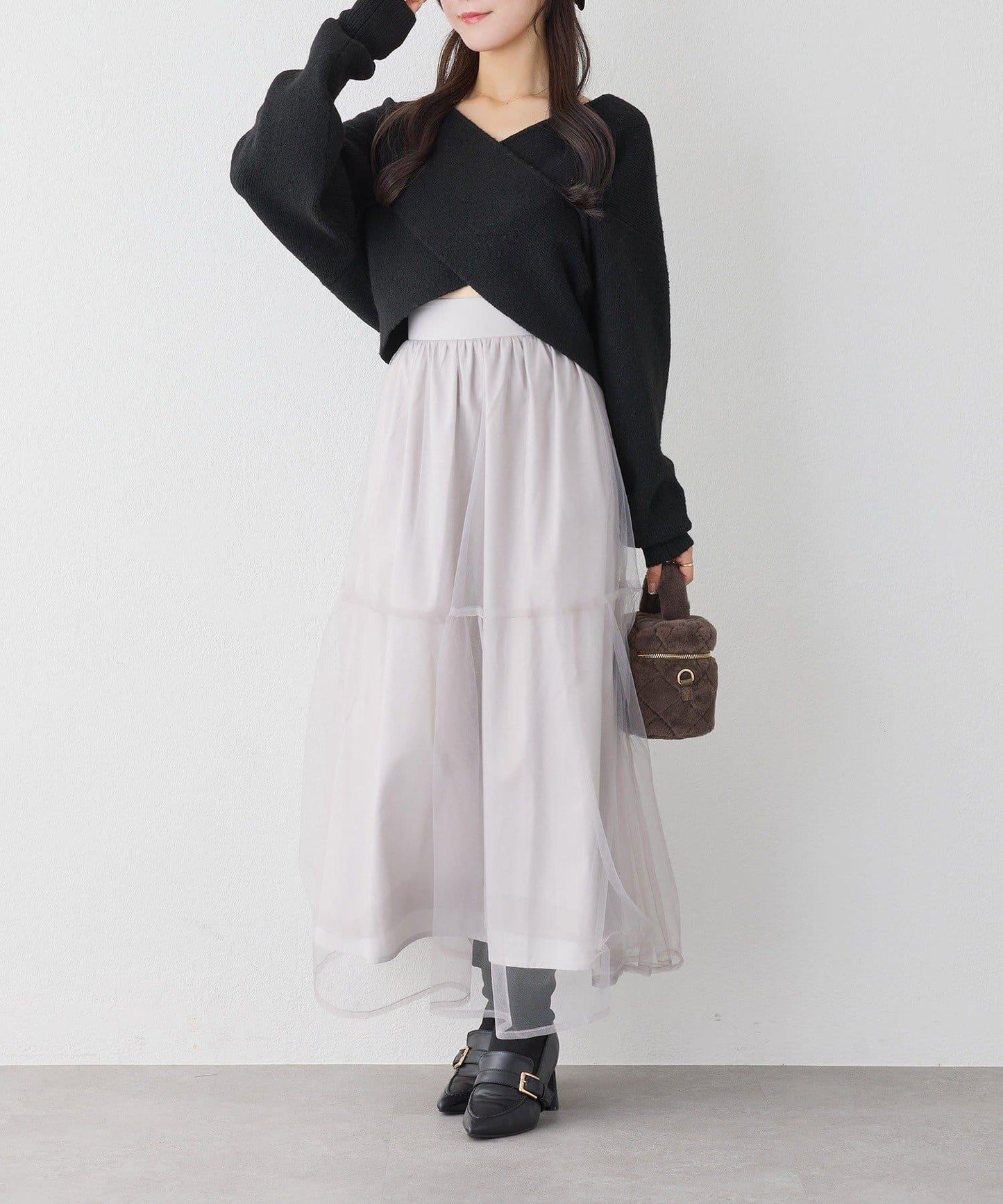 【套裝促銷商品】交叉針織&側邊繫帶吊帶連衣裙套裝