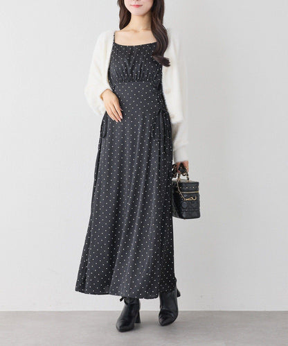 【套裝促銷商品】交叉針織&側邊繫帶吊帶連衣裙套裝