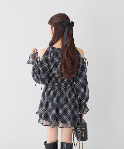 【套裝優惠商品】露肩褶皺長款上衣