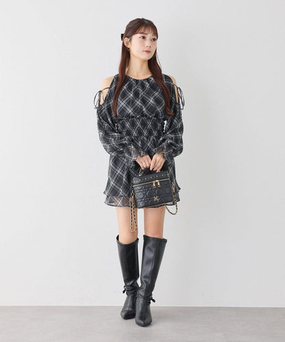 【套裝優惠商品】露肩褶皺長款上衣