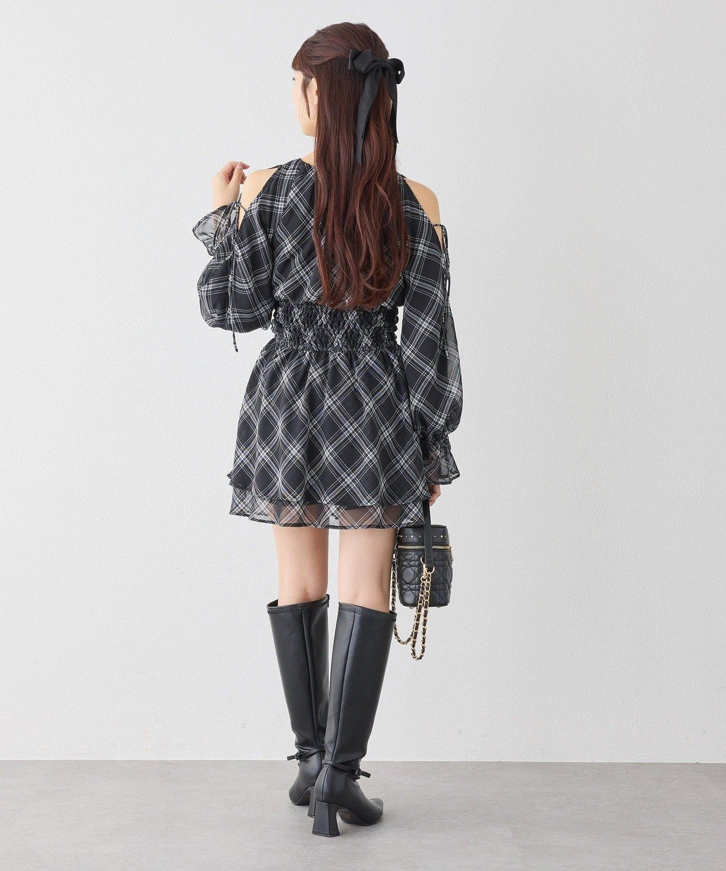 【套裝優惠商品】露肩褶皺長款上衣