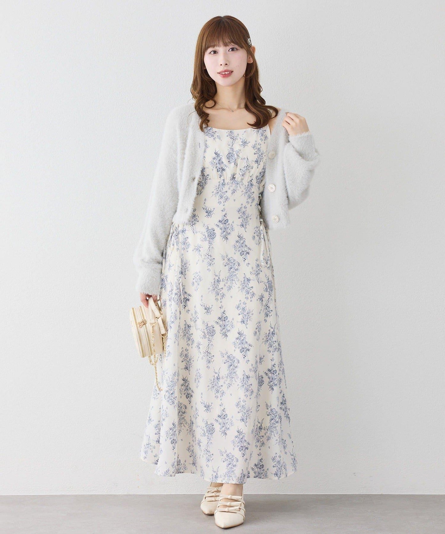 【套裝促銷商品】交叉針織&側邊繫帶吊帶連衣裙套裝