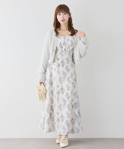 【套裝促銷商品】交叉針織&側邊繫帶吊帶連衣裙套裝