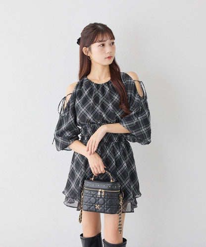 【套裝優惠商品】露肩褶皺長款上衣