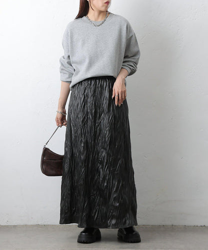 仿皮褶皺半身裙