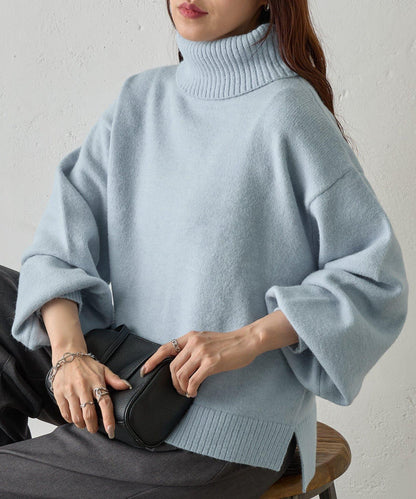 寬鬆柔軟高領針織衫