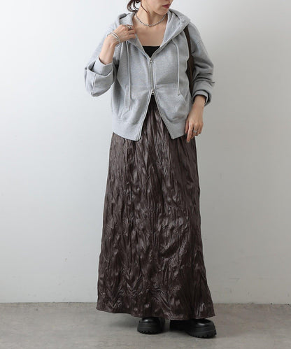 仿皮褶皺半身裙