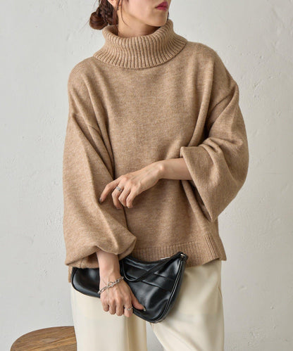 寬鬆柔軟高領針織衫