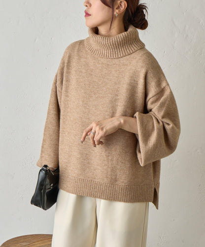 寬鬆柔軟高領針織衫