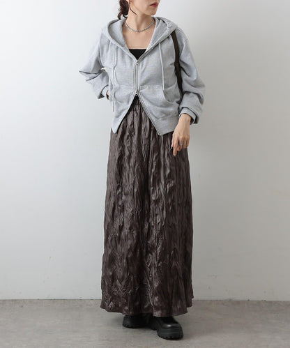 仿皮褶皺半身裙