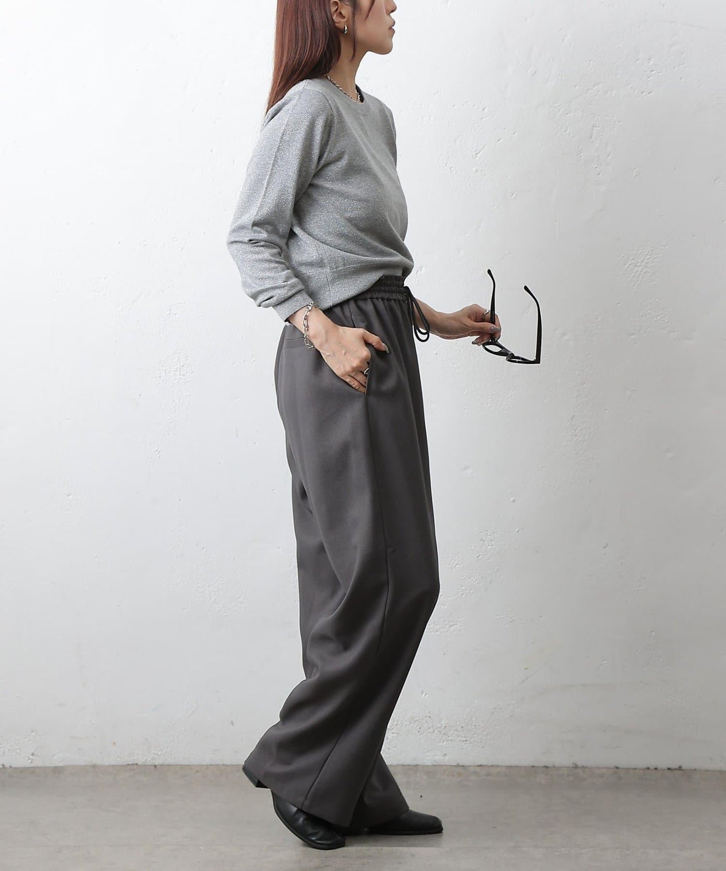 亮片圓領針織上衣