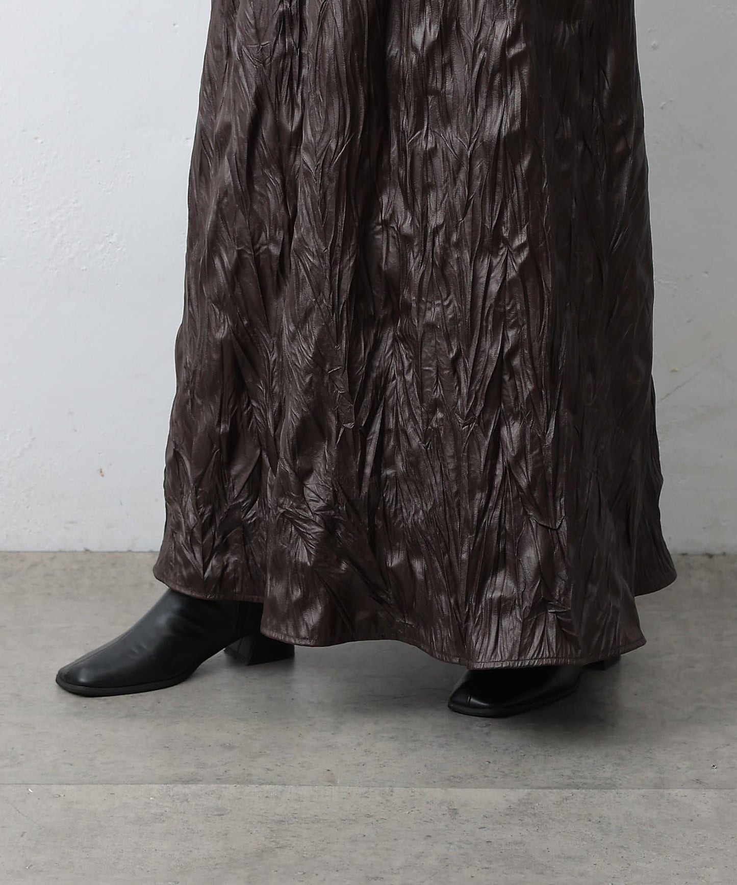 仿皮褶皺半身裙