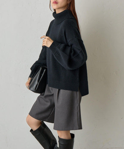 寬鬆柔軟高領針織衫