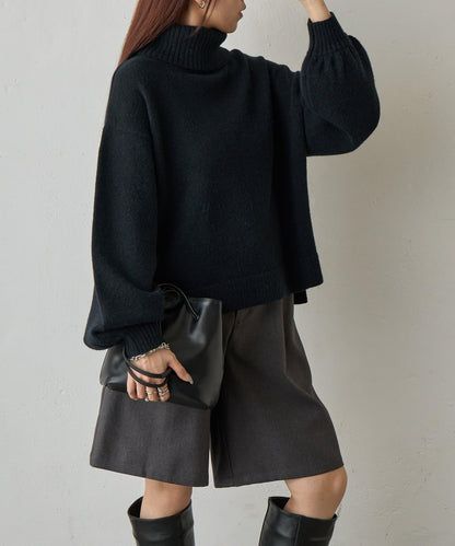寬鬆柔軟高領針織衫