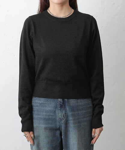 亮片圓領針織上衣