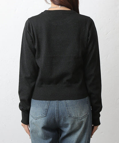 亮片圓領針織上衣