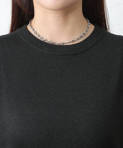 亮片圓領針織上衣