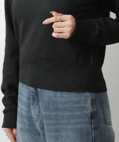 亮片圓領針織上衣