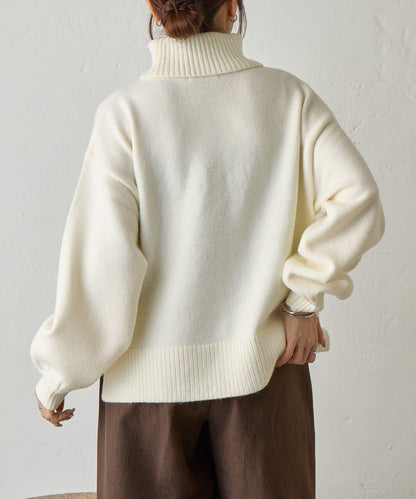 寬鬆柔軟高領針織衫