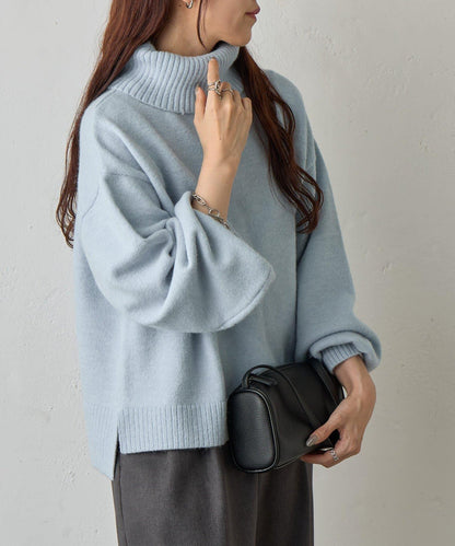 寬鬆柔軟高領針織衫