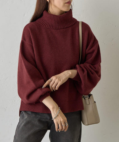 寬鬆柔軟高領針織衫