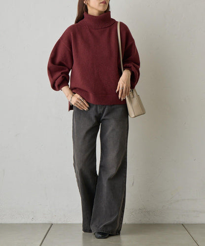 寬鬆柔軟高領針織衫