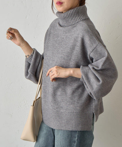 寬鬆柔軟高領針織衫