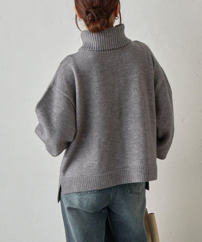 寬鬆柔軟高領針織衫