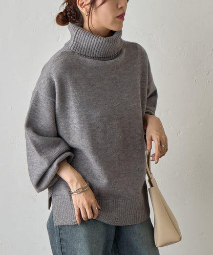 寬鬆柔軟高領針織衫