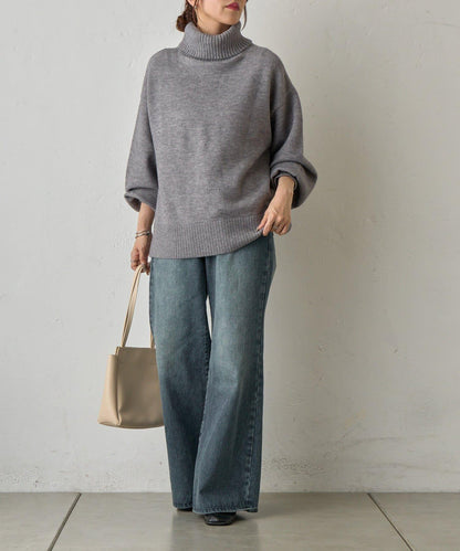 寬鬆柔軟高領針織衫