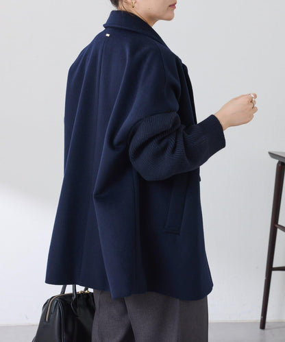 【羊毛混紡】針織袖雙排扣大衣