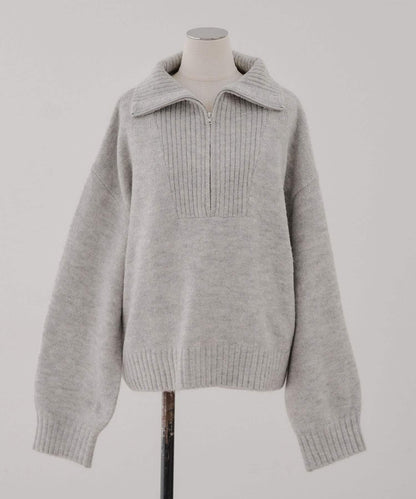 柔軟觸感仿犛牛絨半拉鍊針織衫