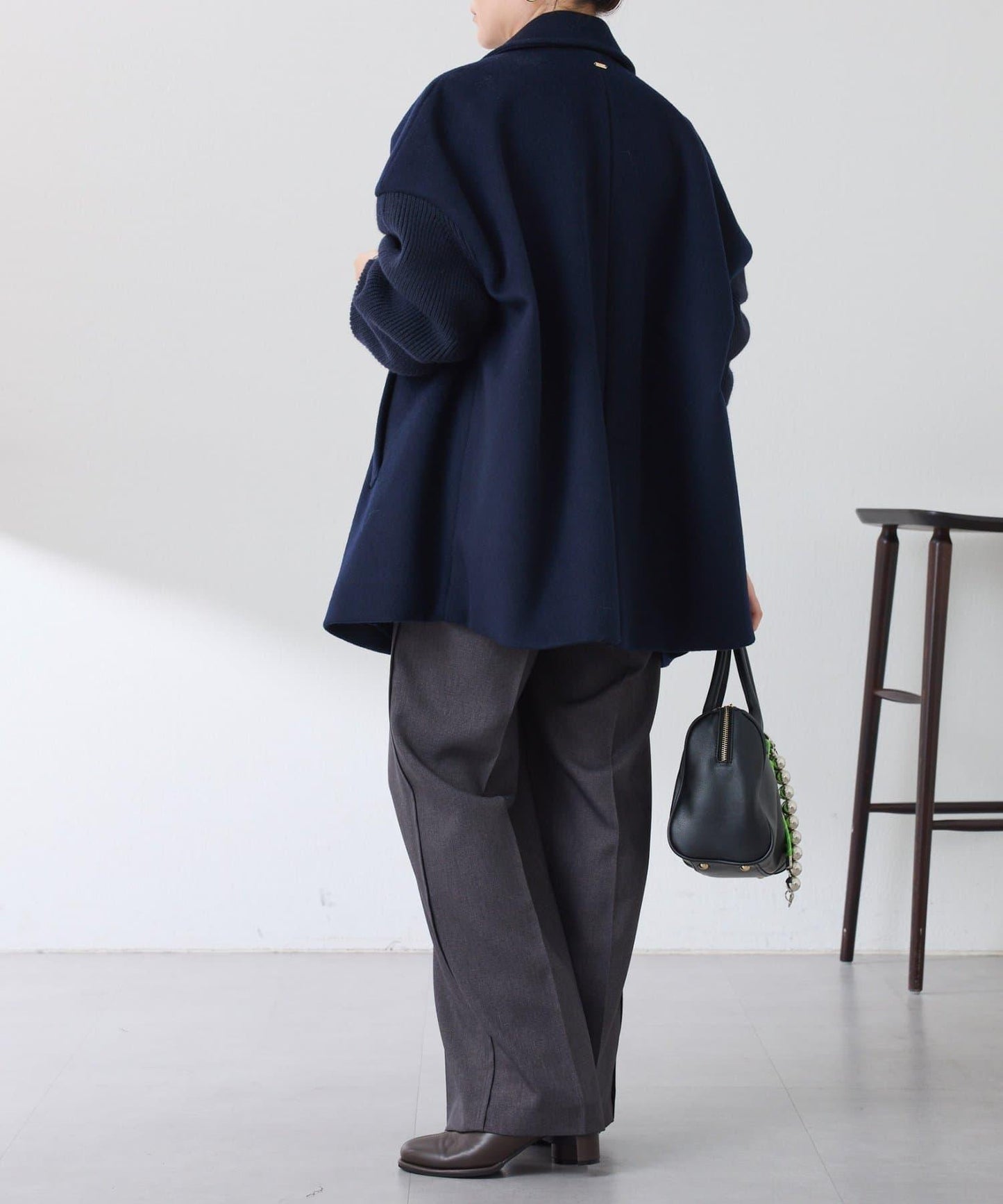 【羊毛混紡】針織袖雙排扣大衣