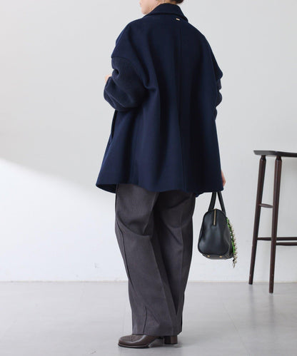 【羊毛混紡】針織袖雙排扣大衣