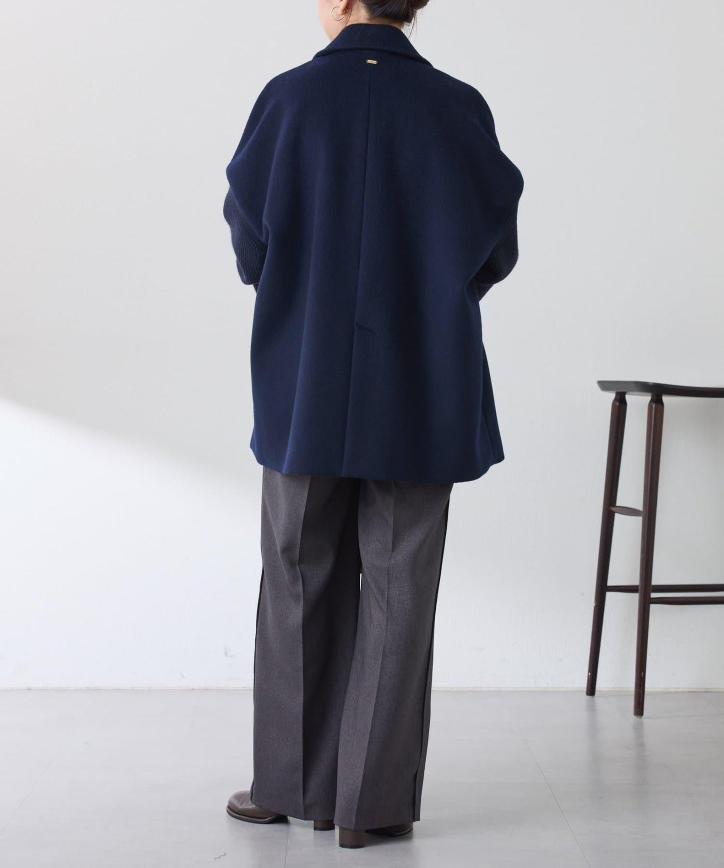 【羊毛混紡】針織袖雙排扣大衣