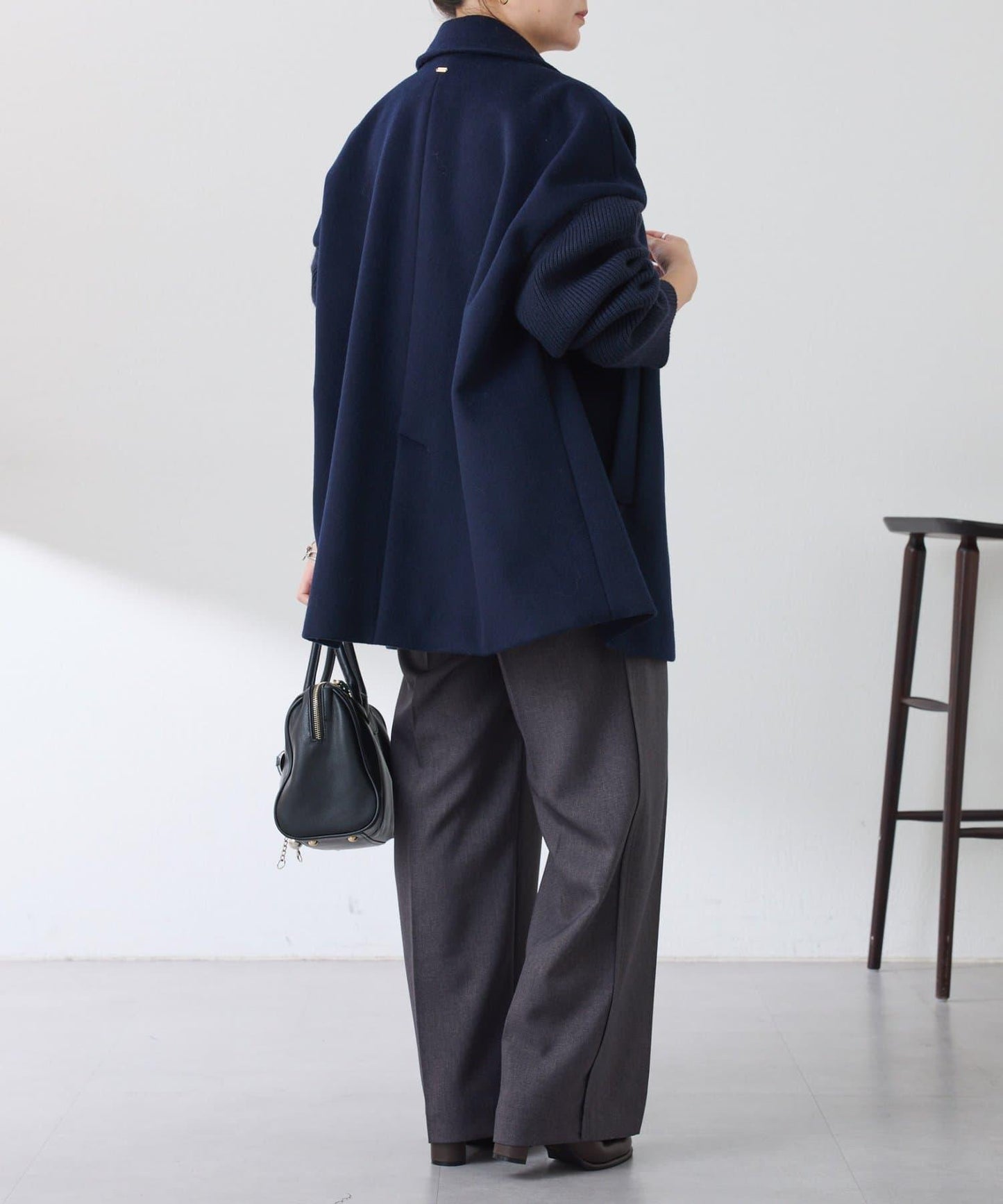 【羊毛混紡】針織袖雙排扣大衣