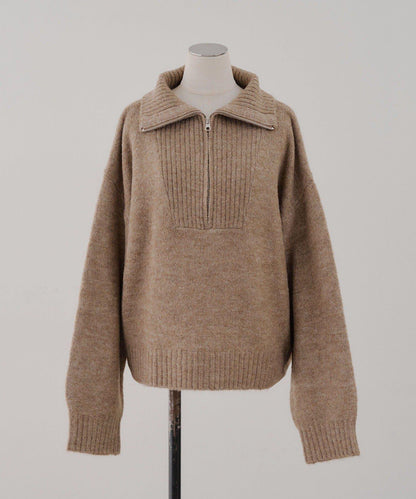 柔軟觸感仿犛牛絨半拉鍊針織衫