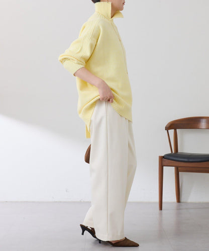 【可水洗針織】羊毛混紡開叉高領針織衫