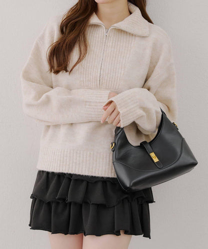 柔軟觸感仿犛牛絨半拉鍊針織衫