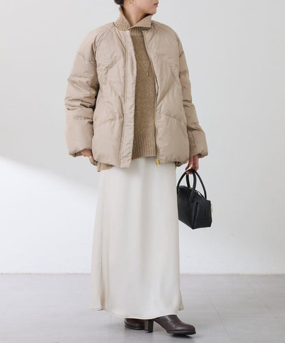 【輕量外套】輕質壓花無領羽絨服