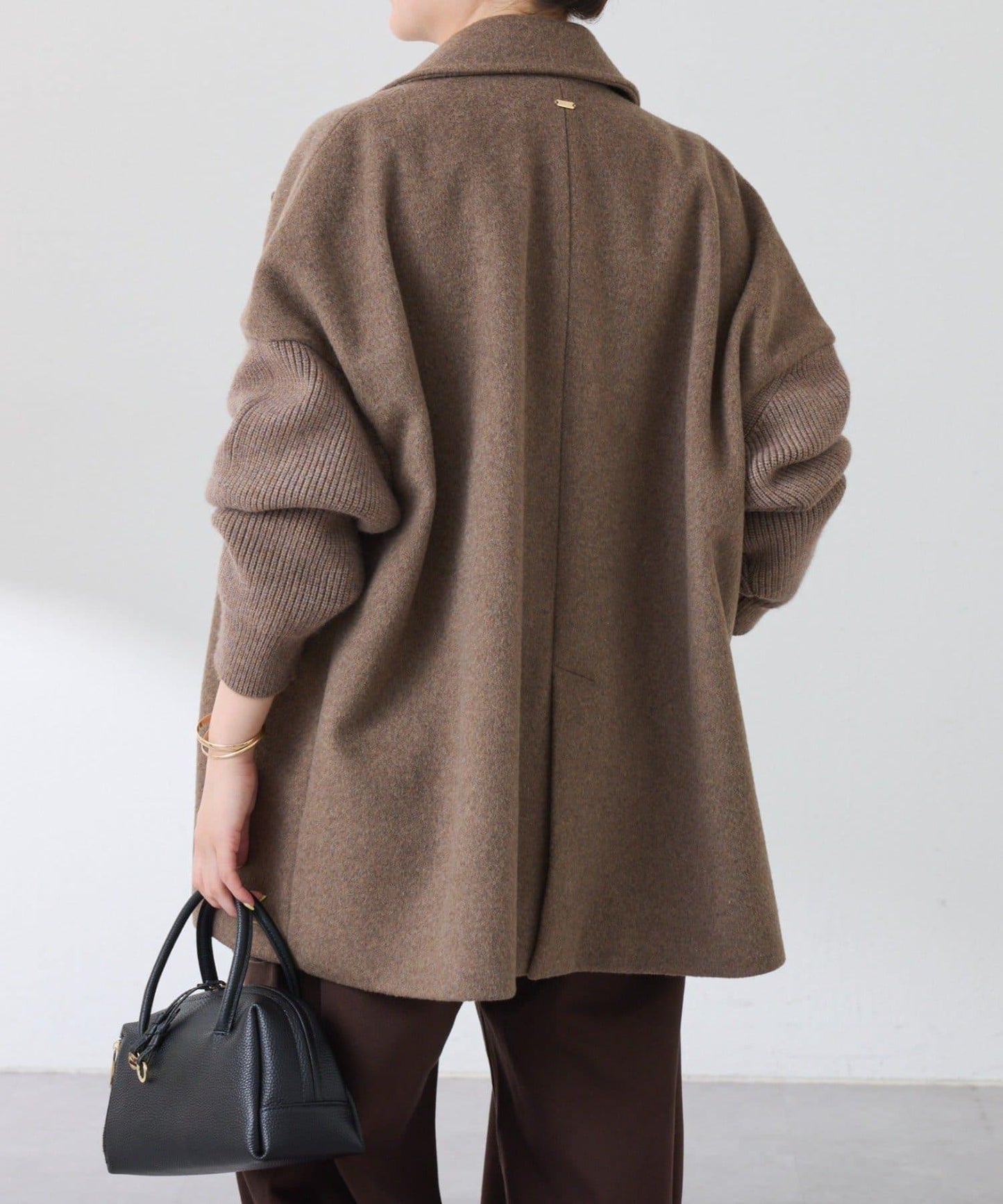 【羊毛混紡】針織袖雙排扣大衣