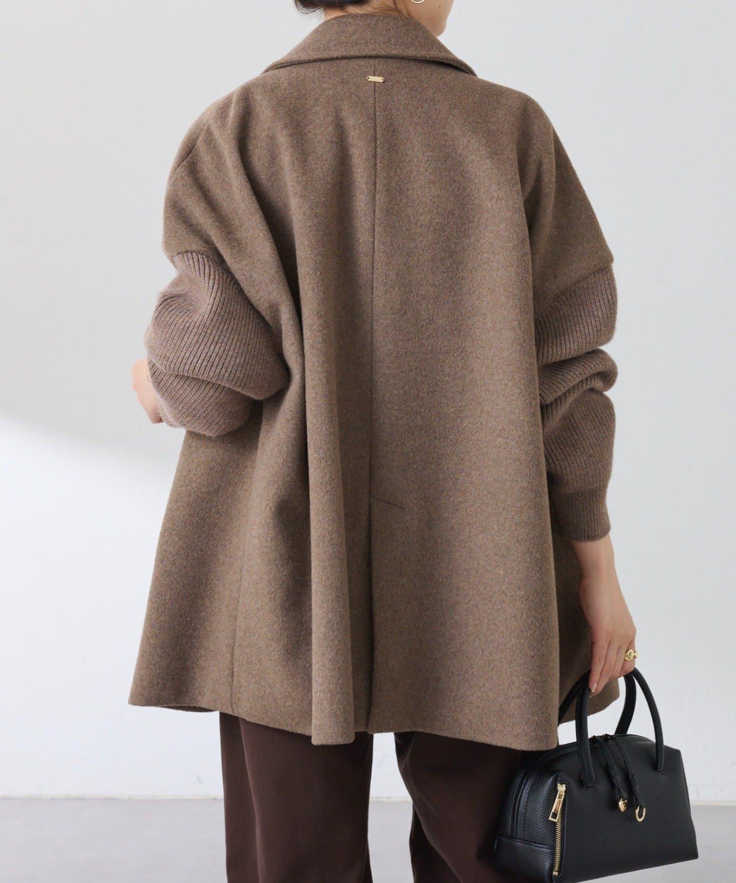 【羊毛混紡】針織袖雙排扣大衣