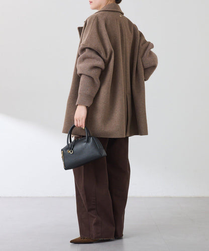 【羊毛混紡】針織袖雙排扣大衣