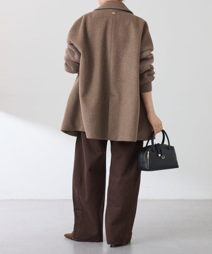 【羊毛混紡】針織袖雙排扣大衣
