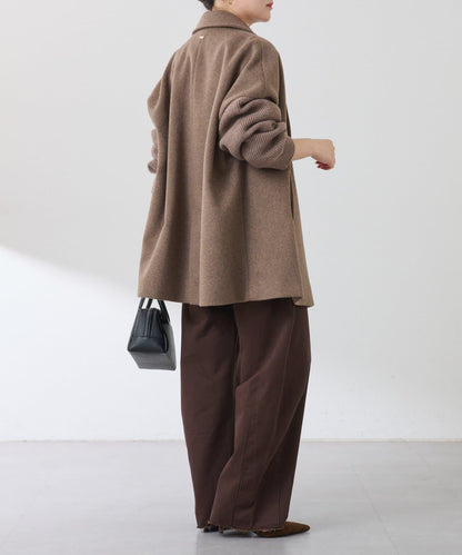 【羊毛混紡】針織袖雙排扣大衣