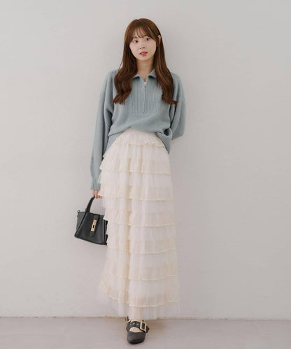 柔軟觸感仿犛牛絨半拉鍊針織衫