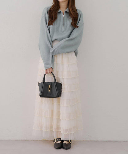 柔軟觸感仿犛牛絨半拉鍊針織衫