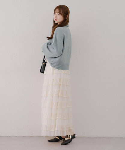 柔軟觸感仿犛牛絨半拉鍊針織衫