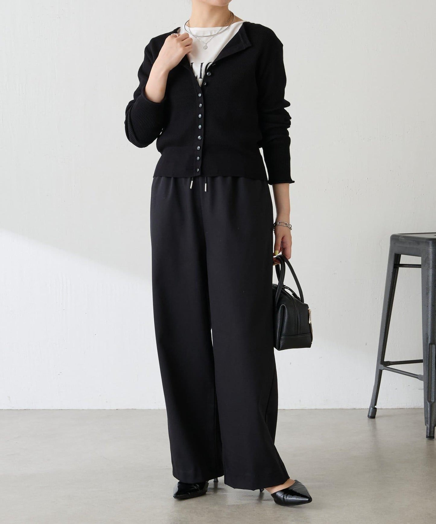 【前後兩穿】條紋紐扣修身開衫